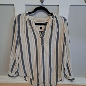 Universal Thread Striped Button-Front Tunic Blouse – Women’s Small